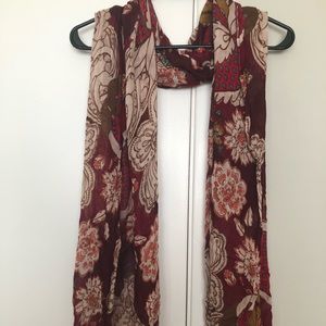 Burgundy Floral Scarf OS